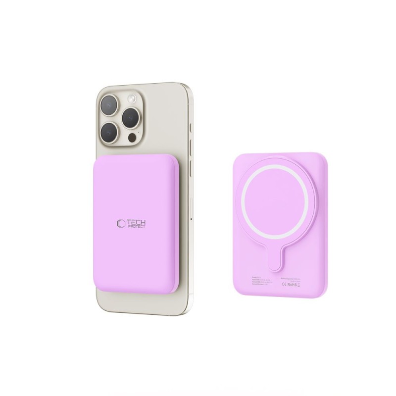 Tech-Protect PB10 LifeMag Magsafe Power Bank 5000mAh Лилав - Tech-Protect PB10 LifeMag Magsafe Power Bank 5000mAh Лилав - 5906302310692