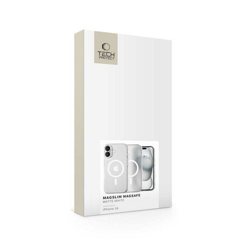 TECH-PROTECT MAGSLIM MAGSAFE за iPhone 16 Matte/White (SKU: 5906302311262) - 5906302311262