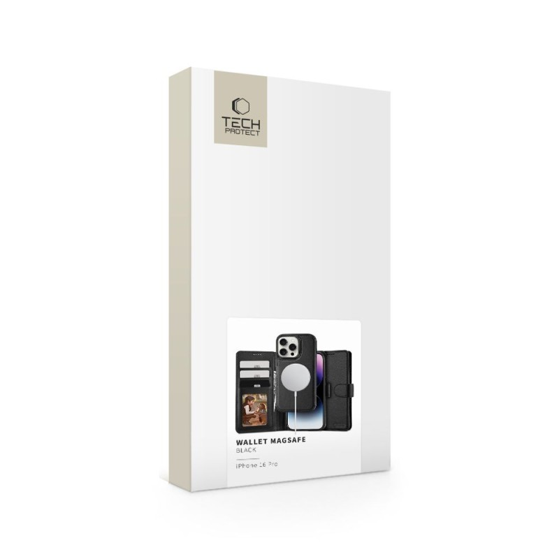 TECH-PROTECT Wallet MagSafe за iPhone 16 Pro, черен - TECH-PROTECT Wallet MagSafe за iPhone 16 Pro, черен - 5906302311606