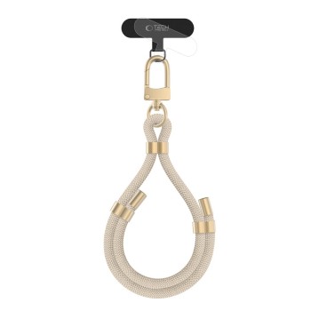 Tech-Protect C4S презрамка/каишка за ръка от текстил (rope) бежово/злато