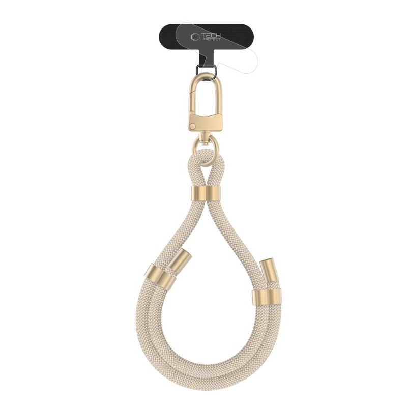 Tech-Protect C4S презрамка/каишка за ръка от текстил (rope) бежово/злато - Tech-Protect C4S презрамка/каишка за ръка от текстил (rope) бежово/злато - 5906302312757