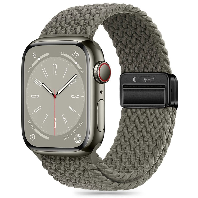 Tech-Protect Nylonmag каишка за Apple Watch 8/9/10/11/SE/Ultra (44/45/46/49 мм) маслинено сиво - Tech-Protect Nylonmag каишка за Apple Watch 8/9/10/11/SE/Ultra (44/45/46/49 мм) маслинено сиво - 5906302312788