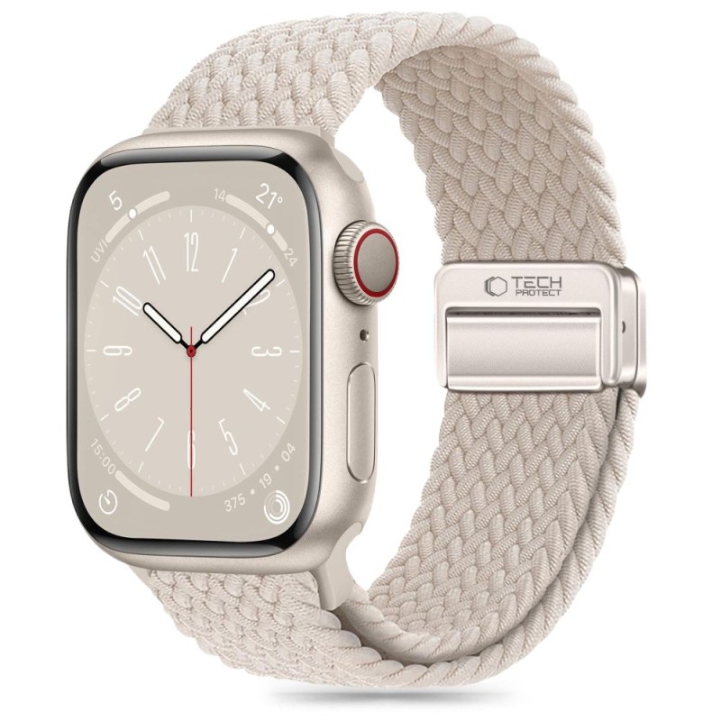 TECH-PROTECT Nylonmag за Apple Watch 8 / 9 / 10 / 11 / SE (40 / 41 / 42 мм) NATURAL TITANIUM - 5906302312849