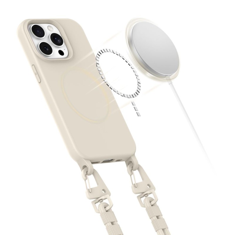 TECH-PROTECT Magnecklace MagSafe за iPhone 15 Pro Cosmic Latte (с каишка) - TECH-PROTECT Magnecklace MagSafe за iPhone 15 Pro Cosmic Latte (с каишка) - 5906302313136