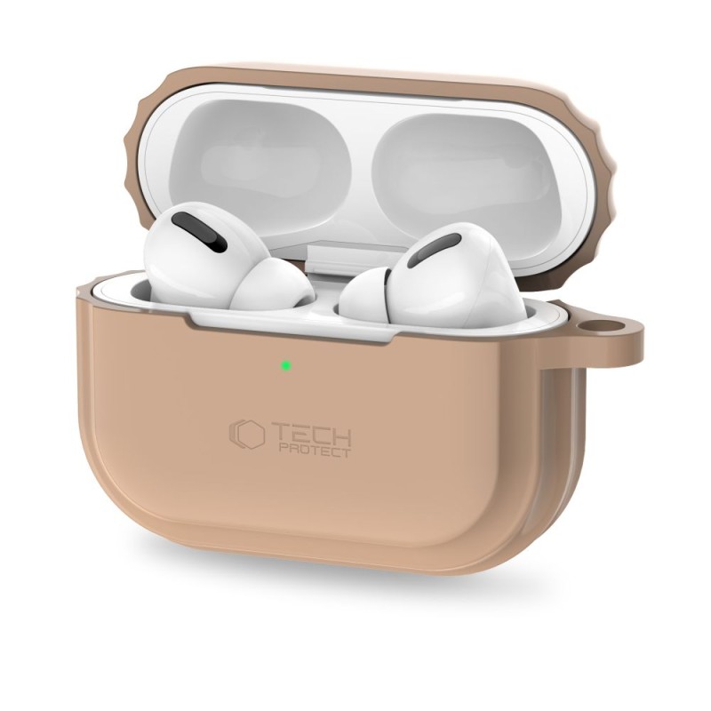 TECH-PROTECT Силиконов калъф със шнур за Apple AirPods Pro 1/2 (Cafe Latte) - TECH-PROTECT Силиконов калъф със шнур за Apple AirPods Pro 1/2 (Cafe Latte) - 5906302313235