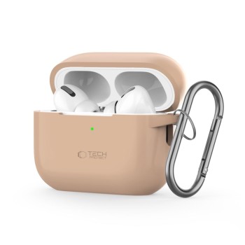 TECH-PROTECT Силиконов калъф с кука за Apple AirPods Pro 1/2 Caffe Latte