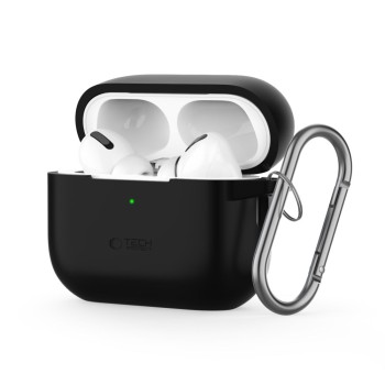 Tech-Protect силиконов калъф с карабинер за Apple AirPods Pro 1/2 черен