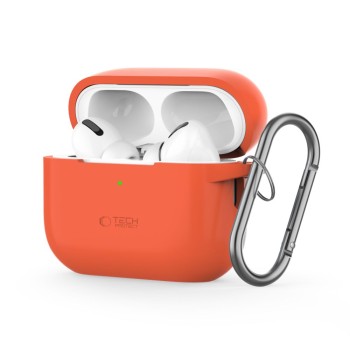 TECH-PROTECT силиконов калъф с кука за Apple AirPods Pro 1/2 неон оранжев