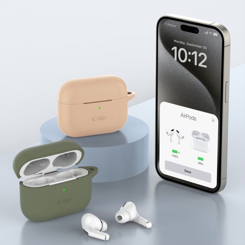 TECH-PROTECT силиконов калъф с кука за Apple AirPods Pro 1/2 неон оранжев - TECH-PROTECT силиконов калъф с кука за Apple AirPods Pro 1/2 неон оранжев - 5906302313358