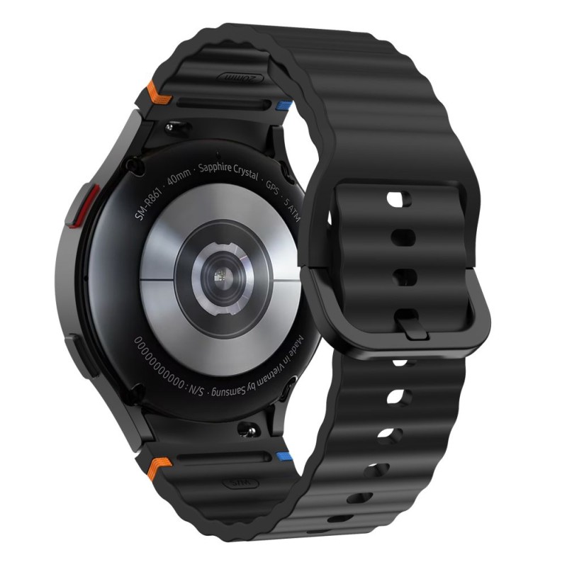 TECH-PROTECT Silicone Sport каишка за Samsung Galaxy Watch 4 / 5 / 5 Pro / 6 / 7 / FE Black (SKU: 5906302313389) - 5906302313389