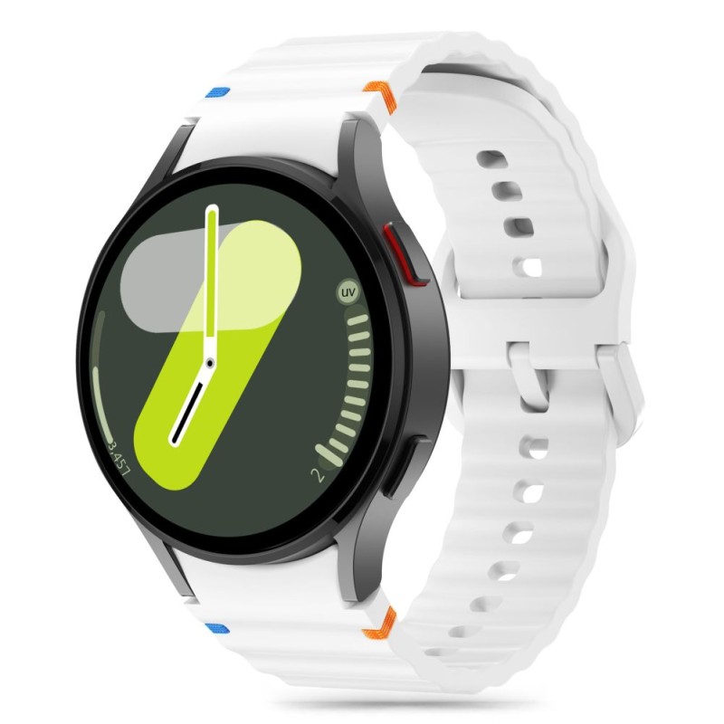 TECH-PROTECT силиконова спортна каишка за Samsung Galaxy Watch 4 / 5 / 5 Pro / 6 / 7 / FE (бяла) - 5906302313396