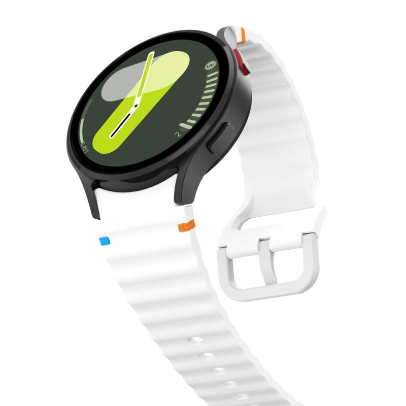 TECH-PROTECT силиконова спортна каишка за Samsung Galaxy Watch 4 / 5 / 5 Pro / 6 / 7 / FE (бяла) - 5906302313396