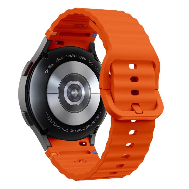 Tech-Protect Silicone Sport каишка за Samsung Galaxy Watch 4 / 5 / 5 Pro / 6 / 7 / FE (оранжева) - 5906302313457