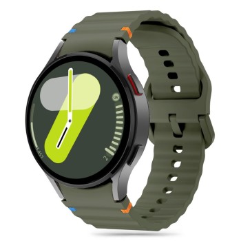 TECH-PROTECT Silicone Sport каишка за Samsung Galaxy Watch 4 / 5 / 5 Pro / 6 / 7 / FE (army green)