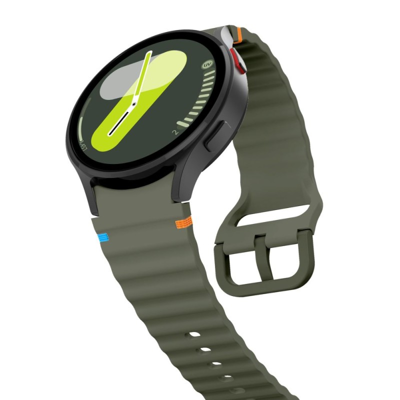 TECH-PROTECT Silicone Sport каишка за Samsung Galaxy Watch 4 / 5 / 5 Pro / 6 / 7 / FE (army green) - 5906302313464