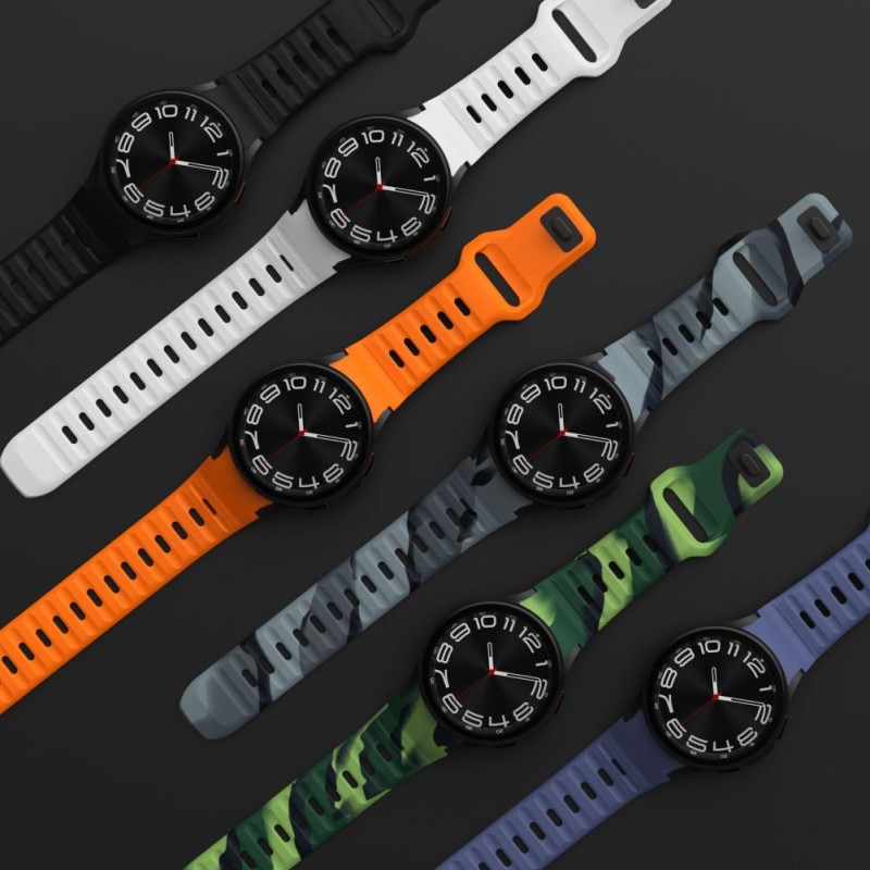 Tech-Protect Silicone Line каишка за Samsung Galaxy Watch 4 / 5 / 5 Pro / 6 / 7 / FE черна - 5906302313600