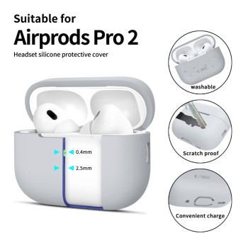 Tech-Protect силиконов калъф за Apple AirPods Pro 1/2, Crayon Grey (5906302313679) Tech-Protect силиконов калъф за Apple AirPods Pro 1/2, Crayon Grey (5906302313679)