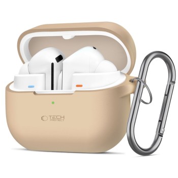 Tech-Protect силиконов кука-карабинер за Samsung Galaxy Buds 3 / 3 FE / 3 Pro (Caffe Latte)