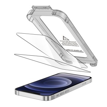 Tech-Protect Quick Set+ закалено стъклено защитно фолио 2-пак за iPhone 12 / 12 Pro черно (9H) Tech-Protect Quick Set+ закалено стъклено защитно фолио 2-пак за iPhone 12 / 12 Pro черно (9H)