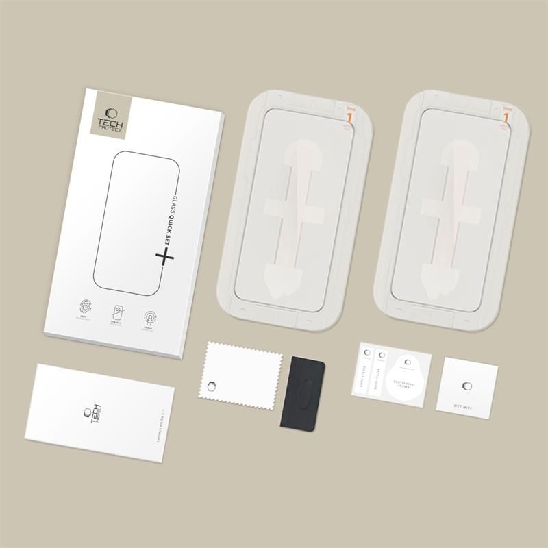 Tech-Protect Quick Set+ закалено стъклено защитно фолио 2-пак за iPhone 12 / 12 Pro черно (9H) - Tech-Protect Quick Set+ закалено стъклено защитно фолио 2-пак за iPhone 12 / 12 Pro черно (9H) - 5906302318568
