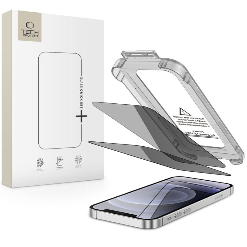 Tech-Protect Quick Set Spy+ privacy закалено стъкло (2 броя) за iPhone 12 / 12 Pro - Tech-Protect Quick Set Spy+ privacy закалено стъкло (2 броя) за iPhone 12 / 12 Pro - 5906302318742