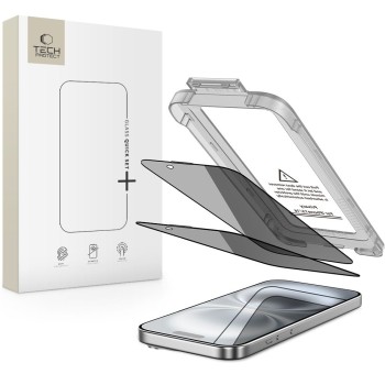 Tech-Protect Quick Set Spy+ Privacy закалено предпазно стъкло за iPhone 15 / 16 (2 бр.)
