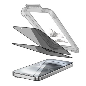 Tech-Protect Quick Set Spy+ Privacy закалено предпазно стъкло за iPhone 15 / 16 (2 бр.)