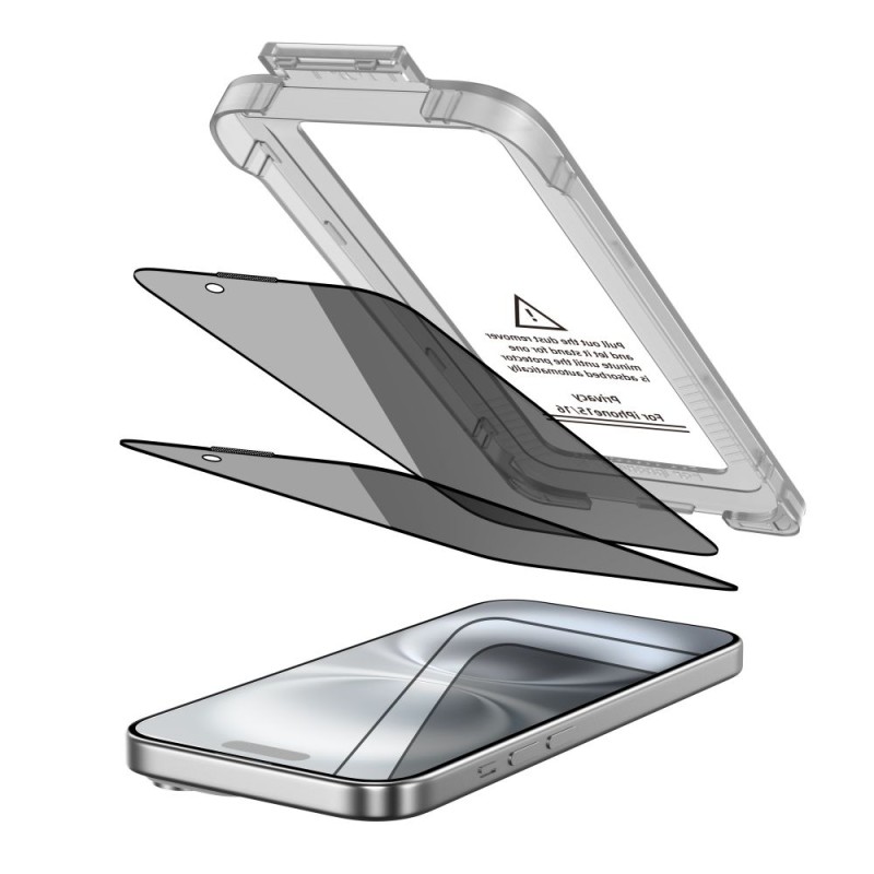 Tech-Protect Quick Set Spy+ Privacy закалено предпазно стъкло за iPhone 15 / 16 (2 бр.) - Tech-Protect Quick Set Spy+ Privacy закалено предпазно стъкло за iPhone 15 / 16 (2 бр.) - 5906302318803