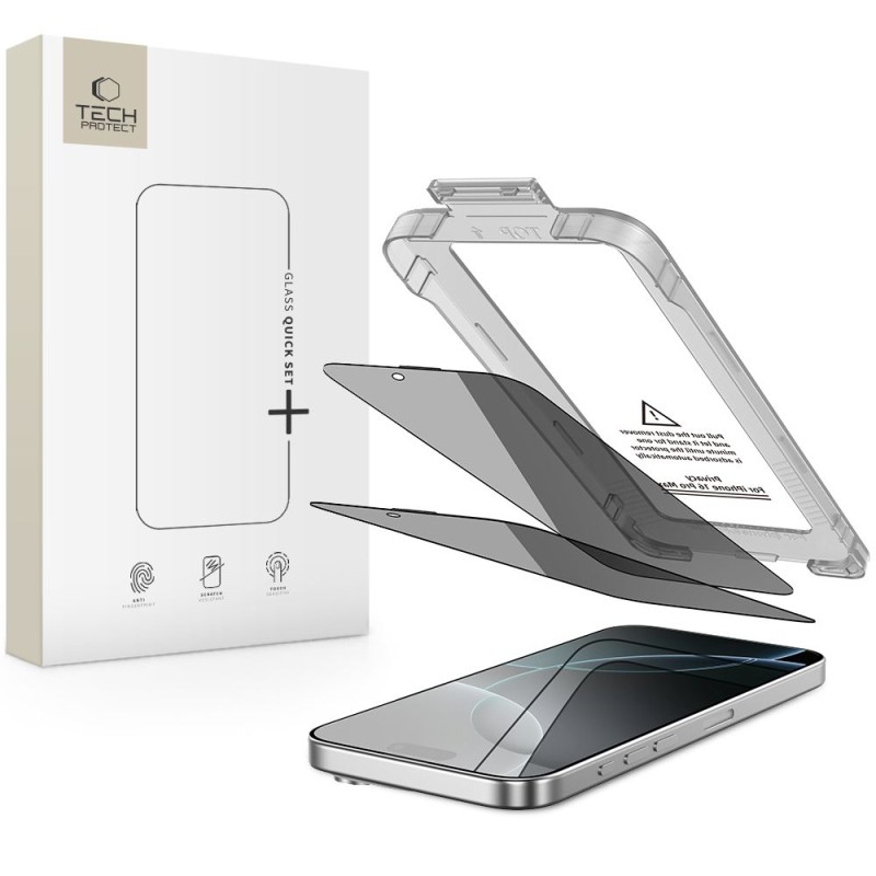 Tech-Protect Quick Set Spy+ Privacy за iPhone 16 Pro Max – антишпионско стъкло 2-пак - Tech-Protect Quick Set Spy+ Privacy за iPhone 16 Pro Max – антишпионско стъкло 2-пак - 5906302318858