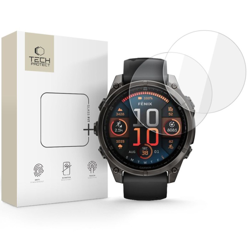 Tech-Protect Glass Fit+ закалено стъкло 2 броя за Garmin Fenix 8 / 8 Pro AMOLED (47 мм) CLEAR - 5906302318919