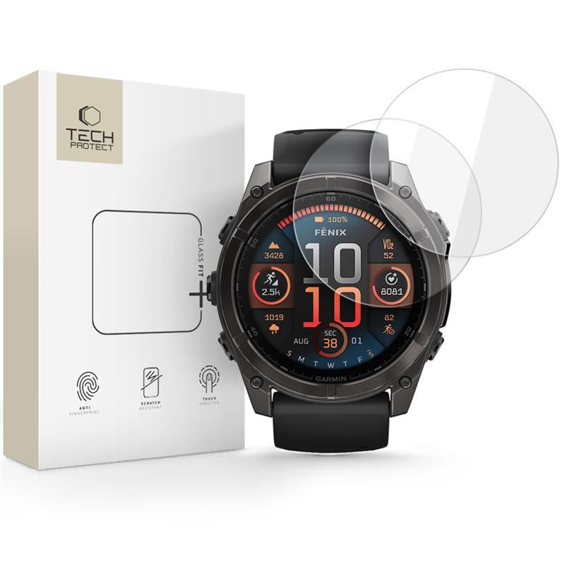 Tech-Protect Glass FIT+ закалено стъкло 2 броя за Garmin Fenix 8 / 8 Pro (51 mm) прозрачно - 5906302318926