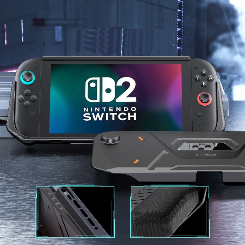 TECH-PROTECT CARBONOX калъф за Nintendo Switch 2 (черен) - TECH-PROTECT CARBONOX калъф за Nintendo Switch 2 (черен) - 5906302318971