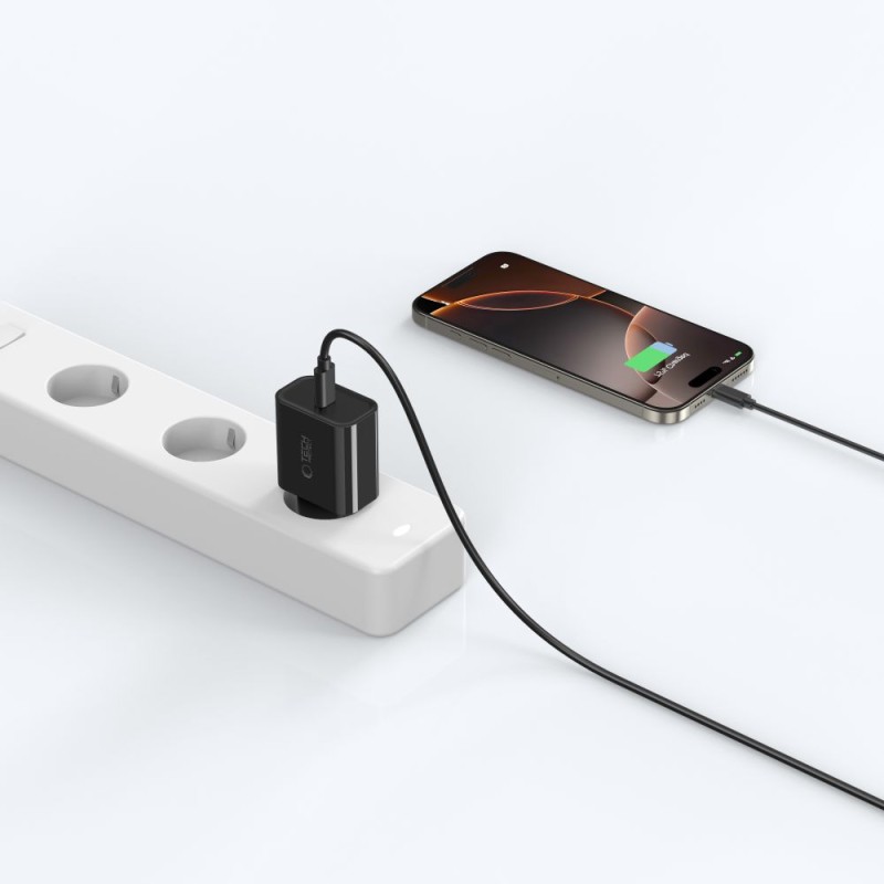 Tech-Protect NC20W 1-портова мрежова зарядна PD 20W черна (SKU: 5906302319039) - Tech-Protect NC20W 1-портова мрежова зарядна PD 20W черна (SKU: 5906302319039) - 5906302319039