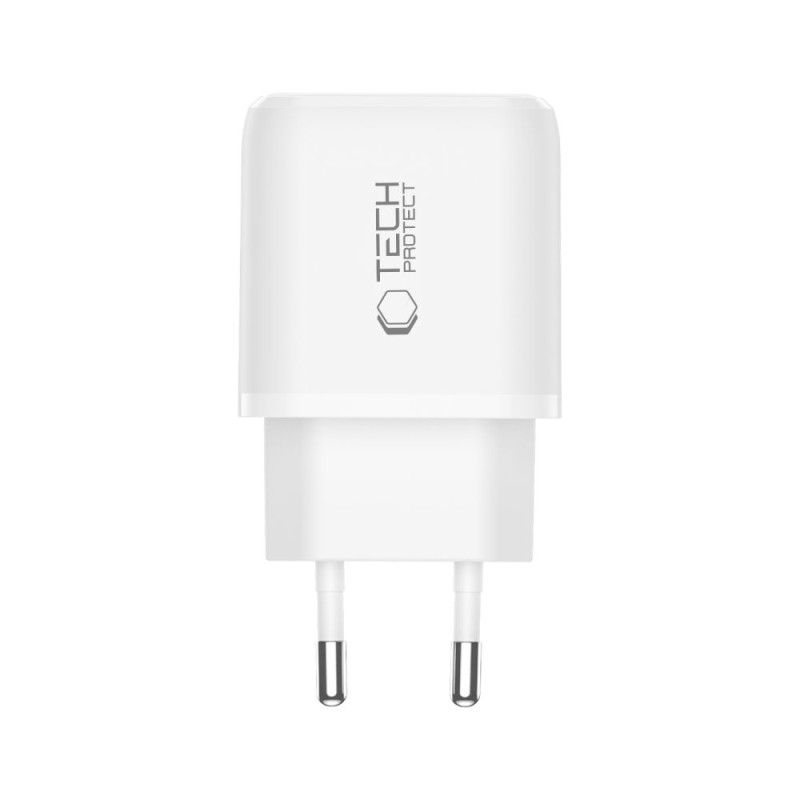 TECH-PROTECT NCA20 двупортов мрежов заряд с PD 20W / QC3.0, бял - TECH-PROTECT NCA20 двупортов мрежов заряд с PD 20W / QC3.0, бял - 5906302319077