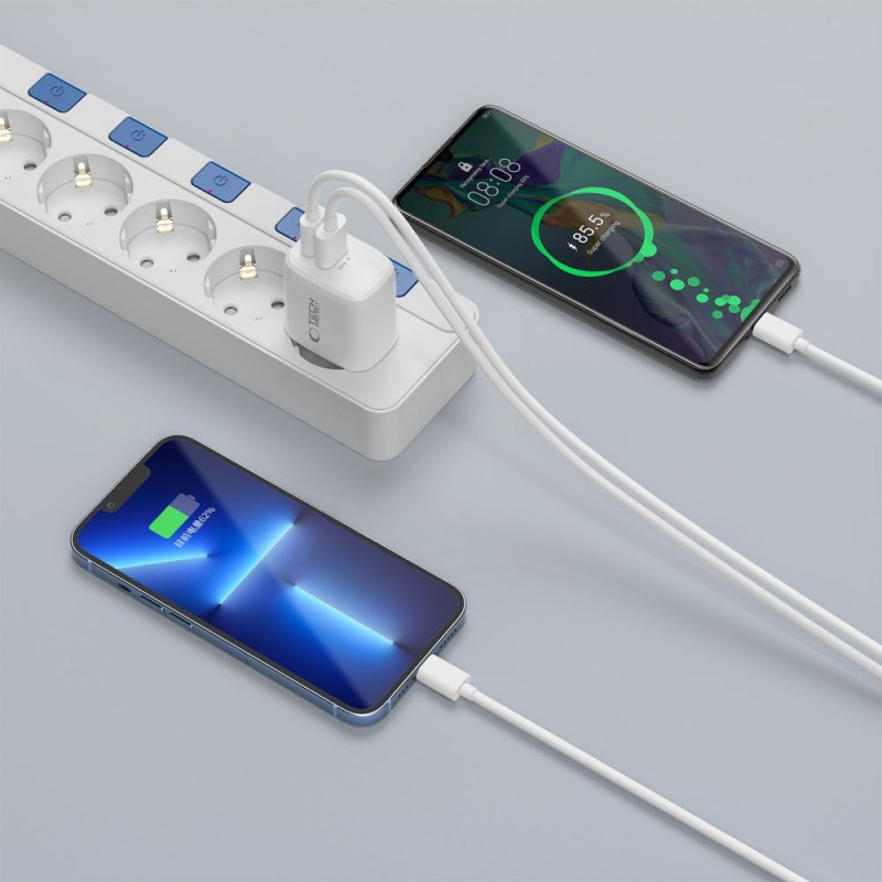 TECH-PROTECT NCA20 двупортов мрежов заряд с PD 20W / QC3.0, бял - TECH-PROTECT NCA20 двупортов мрежов заряд с PD 20W / QC3.0, бял - 5906302319077