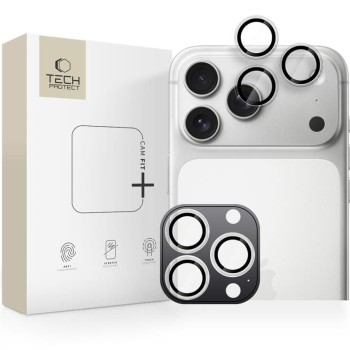 Tech-Protect Camring Fit+ Обков/протектор за камера за iPhone 14 Pro / Max, 15 Pro / Max, 16 Pro / Max, 17 Pro / Max CLEAR (алуминий и стъкло)