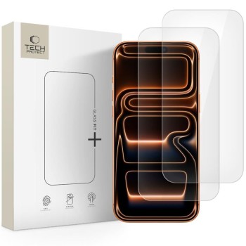 Tech-Protect Glass Fit+ 2 броя закалено стъкло за iPhone 16 Pro / 17 / 17 Pro (CLEAR)