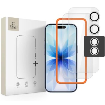 Tech-Protect Easy Set+ закалено стъкло за iPhone 17, 3 броя (CLEAR)