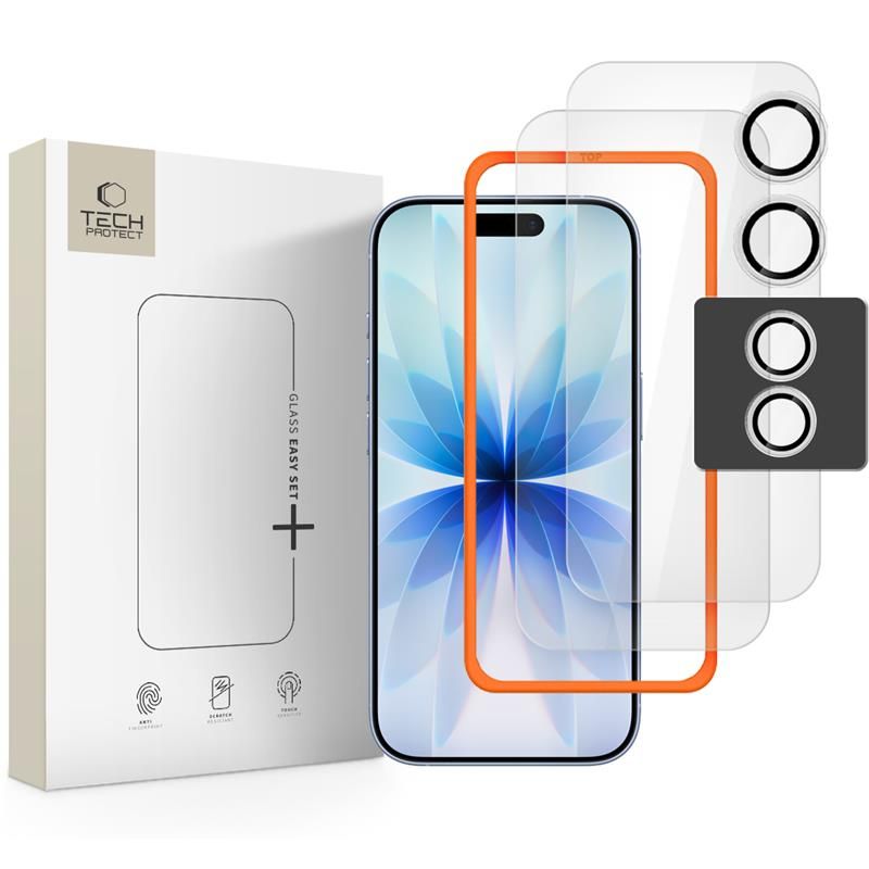 Tech-Protect Easy Set+ закалено стъкло за iPhone 17, 3 броя (CLEAR) - 5906302319268