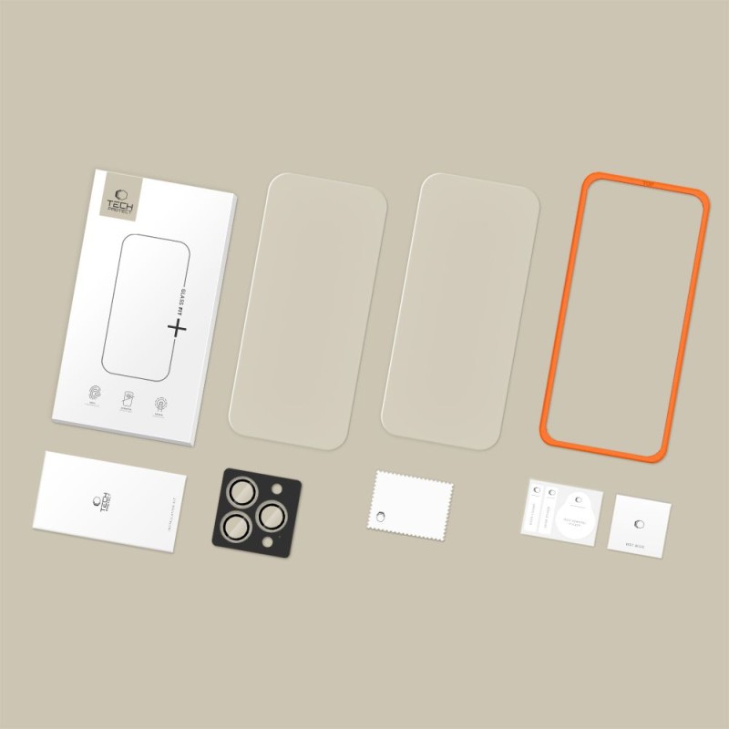Tech-Protect Easy Set+ 3-Pack: закалено стъклено защитно фолио за iPhone 16 Pro Max / 17 Pro Max (CLEAR) + защита за камера - Tech-Protect Easy Set+ 3-Pack: закалено стъклено защитно фолио за iPhone 16 Pro Max / 17 Pro Max (CLEAR) + защита за камера - 5906302319299