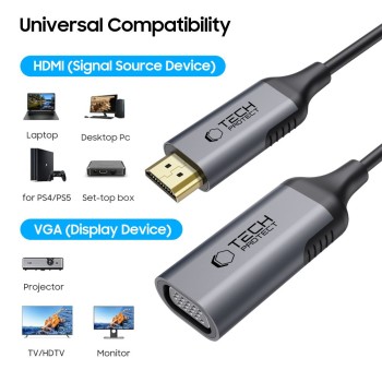 TECH-PROTECT ULTRABOOST Адаптер HDMI към VGA Full HD 60Hz Черен TECH-PROTECT ULTRABOOST Адаптер HDMI към VGA Full HD 60Hz Черен