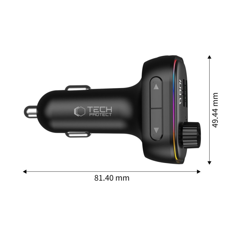 Tech-Protect CC07 зарядно за кола 3-порта PD 54W + FM Bluetooth трансмитер (черно) - Tech-Protect CC07 зарядно за кола 3-порта PD 54W + FM Bluetooth трансмитер (черно) - 5906302322770