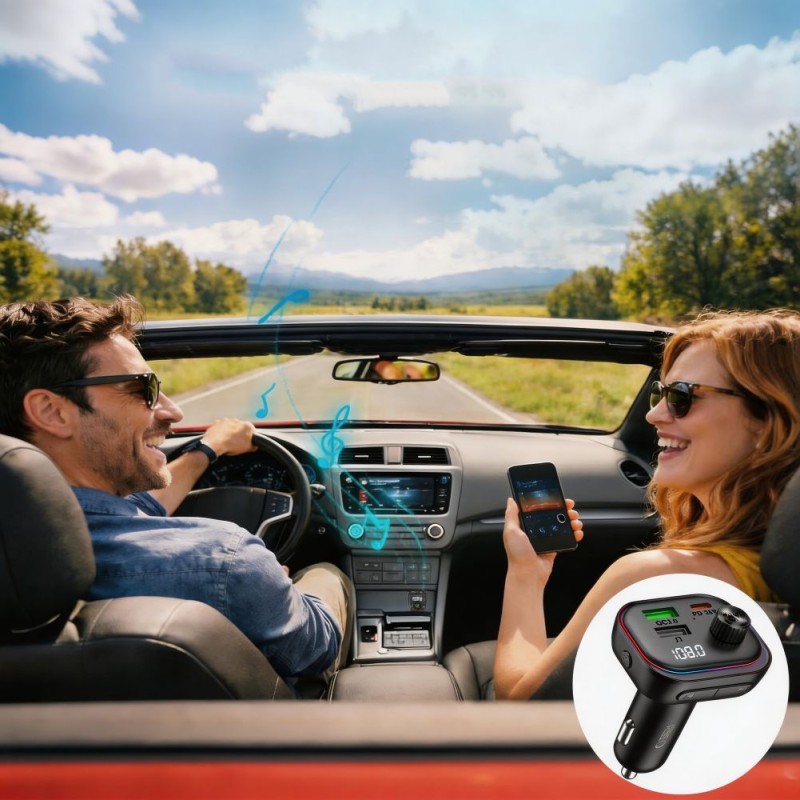Tech-Protect CC07 зарядно за кола 3-порта PD 54W + FM Bluetooth трансмитер (черно) - Tech-Protect CC07 зарядно за кола 3-порта PD 54W + FM Bluetooth трансмитер (черно) - 5906302322770