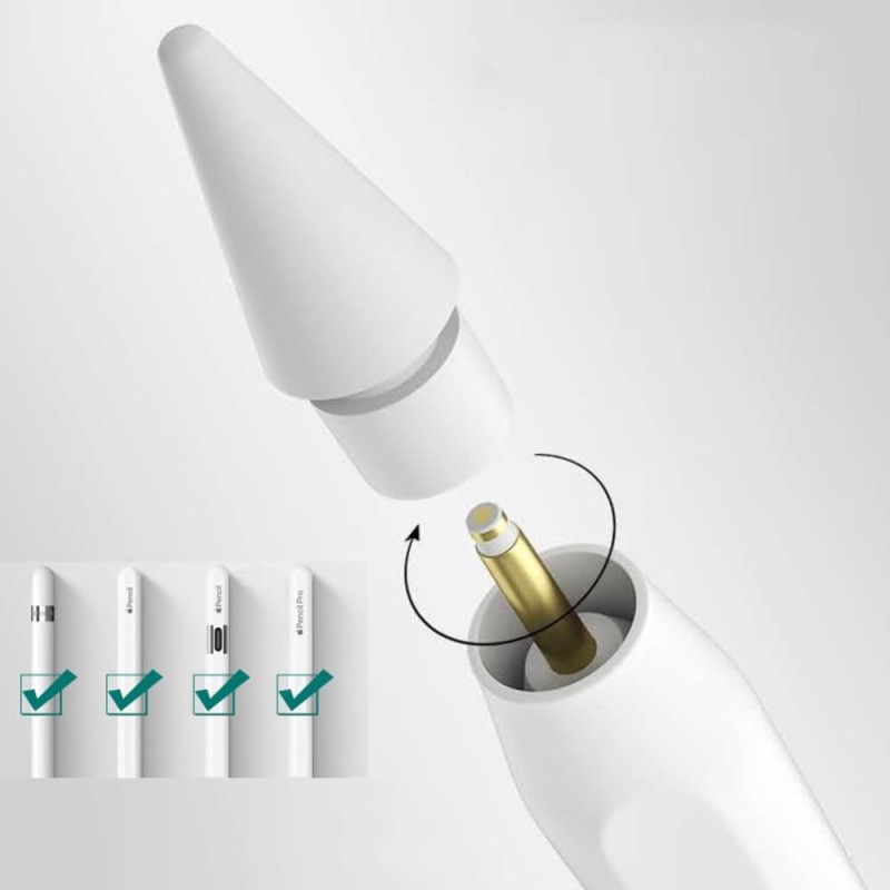 TECH-PROTECT STYLUS TIPS 4-PACK за Apple Pencil – бели (4 броя) - TECH-PROTECT STYLUS TIPS 4-PACK за Apple Pencil – бели (4 броя) - 5906302322978
