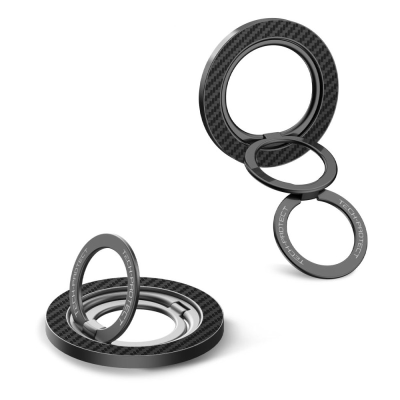 Tech-Protect MMR800 магнитен MagSafe пръстен за телефон Carbon Black - Tech-Protect MMR800 магнитен MagSafe пръстен за телефон Carbon Black - 5906302323159