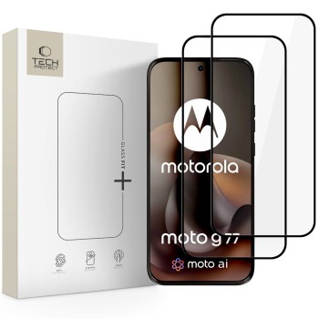 Tech-Protect Glass Fit+ закалено стъкло 2-pack за Motorola Moto G67 / G77 / G87 (BLACK)
