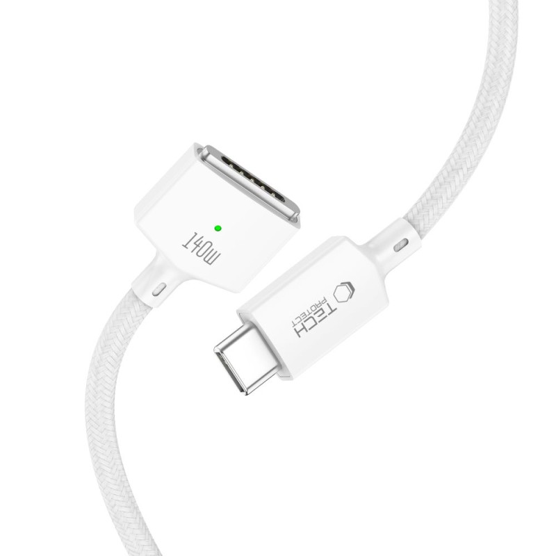 TECH-PROTECT MMC01 ULTRABOOST Магнитен кабел за MacBook USB-C към MagSafe 3 140W 200см Бял - 5906302323296