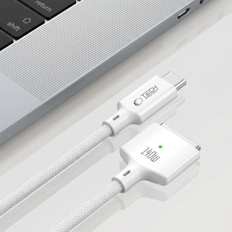 TECH-PROTECT MMC01 ULTRABOOST Магнитен кабел за MacBook USB-C към MagSafe 3 140W 200см Бял - 5906302323296
