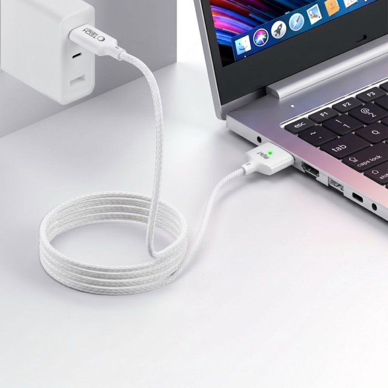 TECH-PROTECT MMC01 ULTRABOOST Магнитен кабел за MacBook USB-C към MagSafe 3 140W 200см Бял - 5906302323296