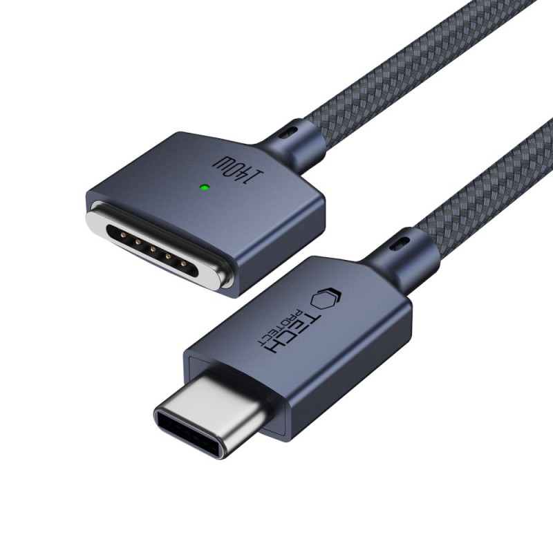 TECH-PROTECT MMC01 ULTRABOOST Магнитен кабел USB-C към MagSafe 3 за MacBook 140W, 200 см, Midnight Blue - 5906302323302